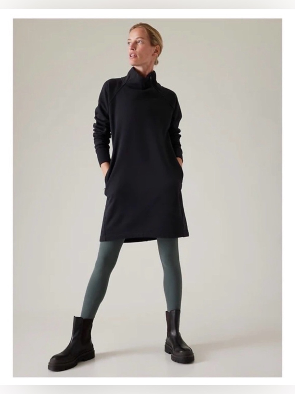 Athleta Cozy Karma Black Tunic Dress